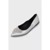 Silver ballet flats with rhinestones