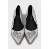 Silver ballet flats with rhinestones