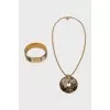 Set of pendant and bracelet with enamel