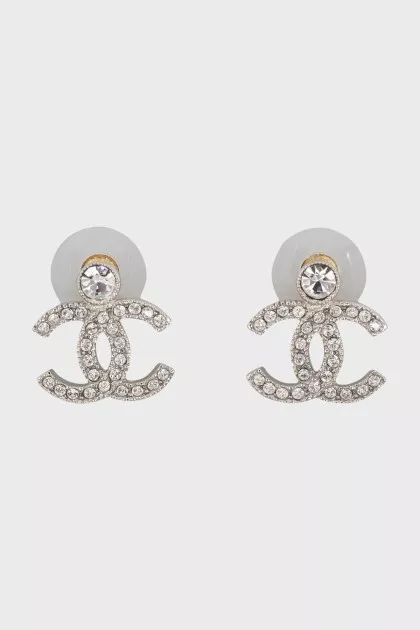Earrings in the form of a company logo