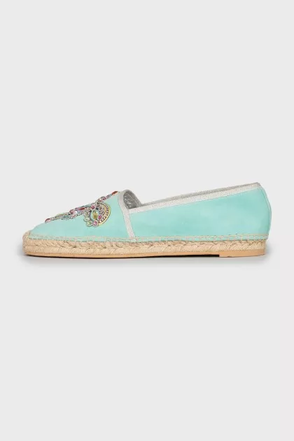 Espadrilles with multi-colored rhinestones