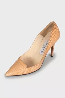 Beige snakeskin shoes