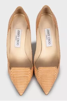 Beige snakeskin shoes