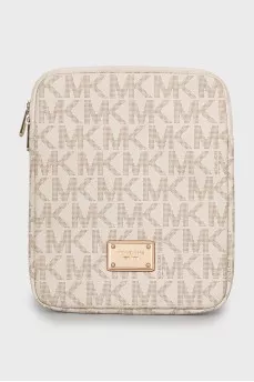 Leather case with branded print