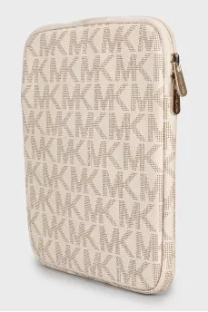 Leather case with branded print