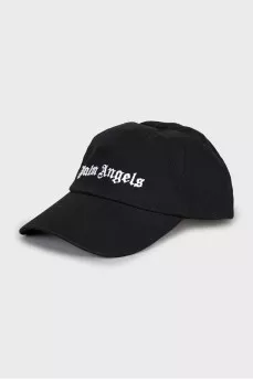 Black cap with logo embroidery