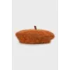 Orange beret with long pile