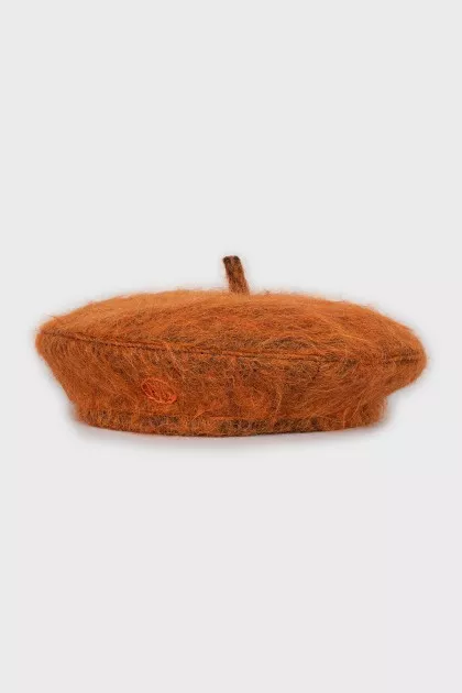 Orange beret with long pile
