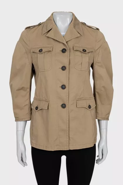Beige jacket with 3/4 sleeves