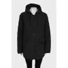 Jacket with hood and buttons