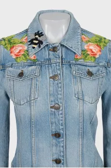 Denim jacket decorated with embroidery