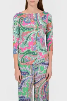 Fitted tunic blouse with 3/4 sleeves