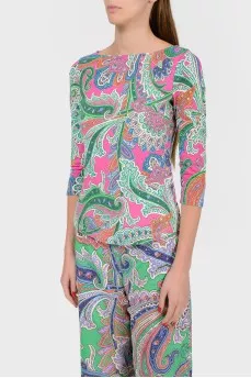 Fitted tunic blouse with 3/4 sleeves