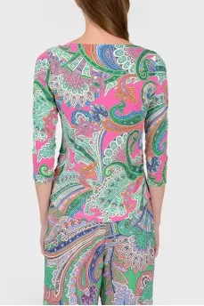 Fitted tunic blouse with 3/4 sleeves