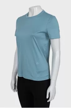 Blue T-shirt with branded embroidery