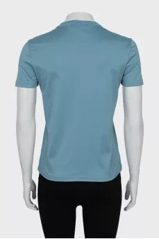 Blue T-shirt with branded embroidery