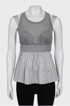 Tank top with pleated trim