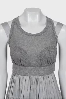 Tank top with pleated trim