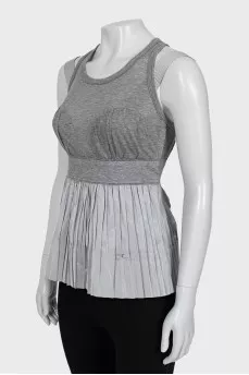 Tank top with pleated trim