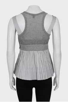 Tank top with pleated trim