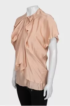 Silk blouse with raw edge