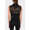 Two-color lace blouse with a top-laying top