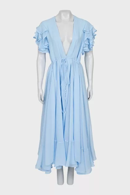 Dress with belt and frills