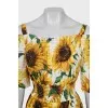 Sunflower print off shoulder dress
