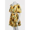 Sunflower print off shoulder dress