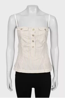 Striped button down top