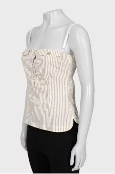 Striped button down top