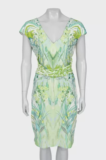 Floral print draped dress