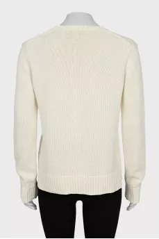 Beige sweater with signature embroidery