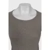 Long sleeve cashmere and silk top with slits on the cuffs