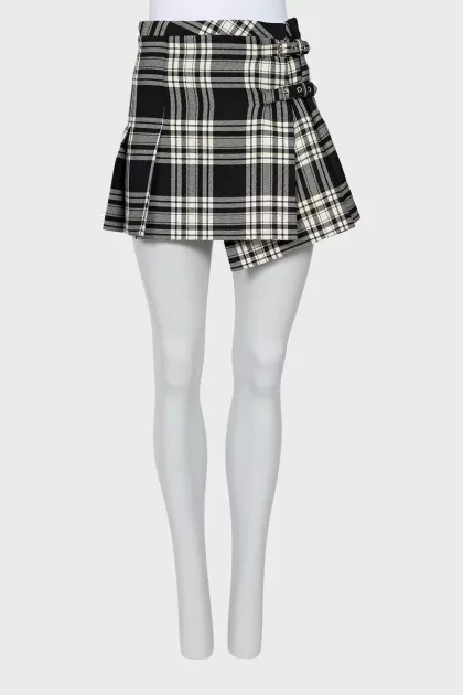 Checkered wool skirt