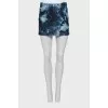 Denim mini skirt with print