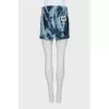 Denim mini skirt with print