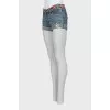Denim shorts with printed belt