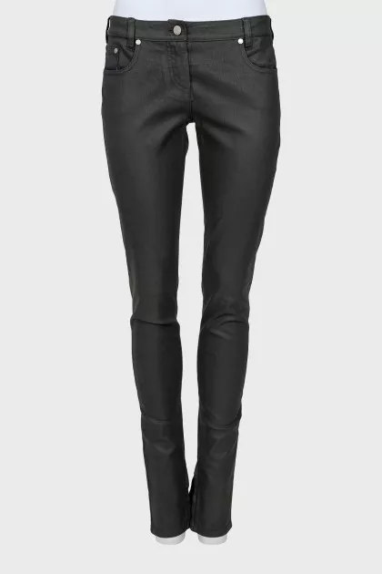 Gray jeans with zippers