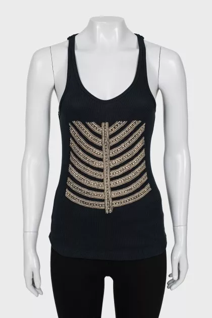 T-shirt decorated with crystals and beads