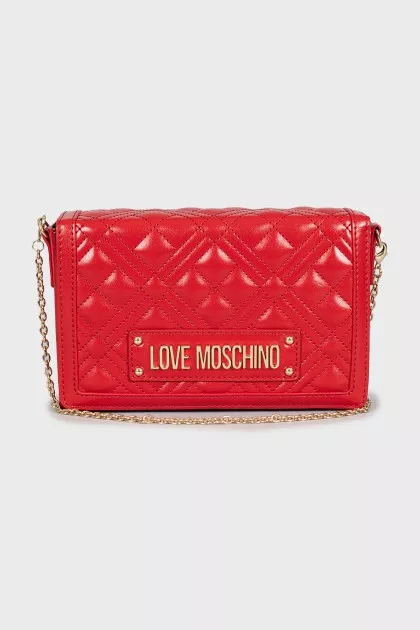 Quilted red leather bag