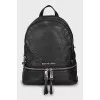 Black backpack with patch pockets