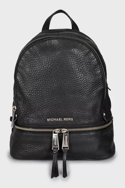 Black backpack with patch pockets