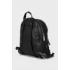 Black backpack with patch pockets