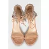 Suede sandals with crystal fringe