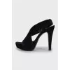 Suede stiletto heel sandals