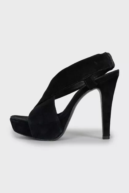 Suede stiletto heel sandals
