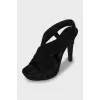 Suede stiletto heel sandals