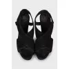 Suede stiletto heel sandals