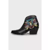Leather Cossacks with embroidery and eyelet